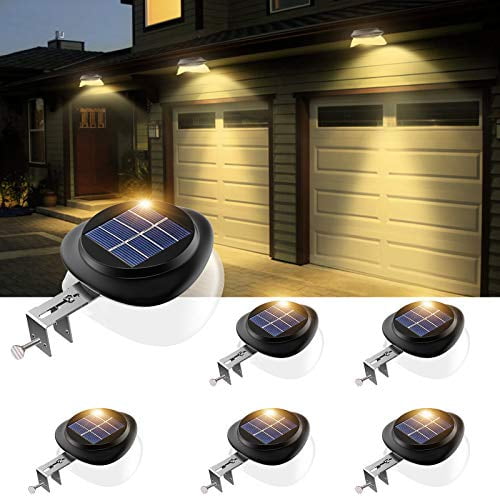 6pcs Solar Fence Lights 9 LEDs Gutter Lamp Waterproof Security Outdoor Lighting